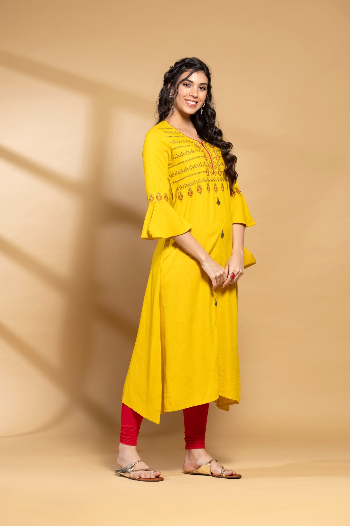 Mustard Embroidered Dress
