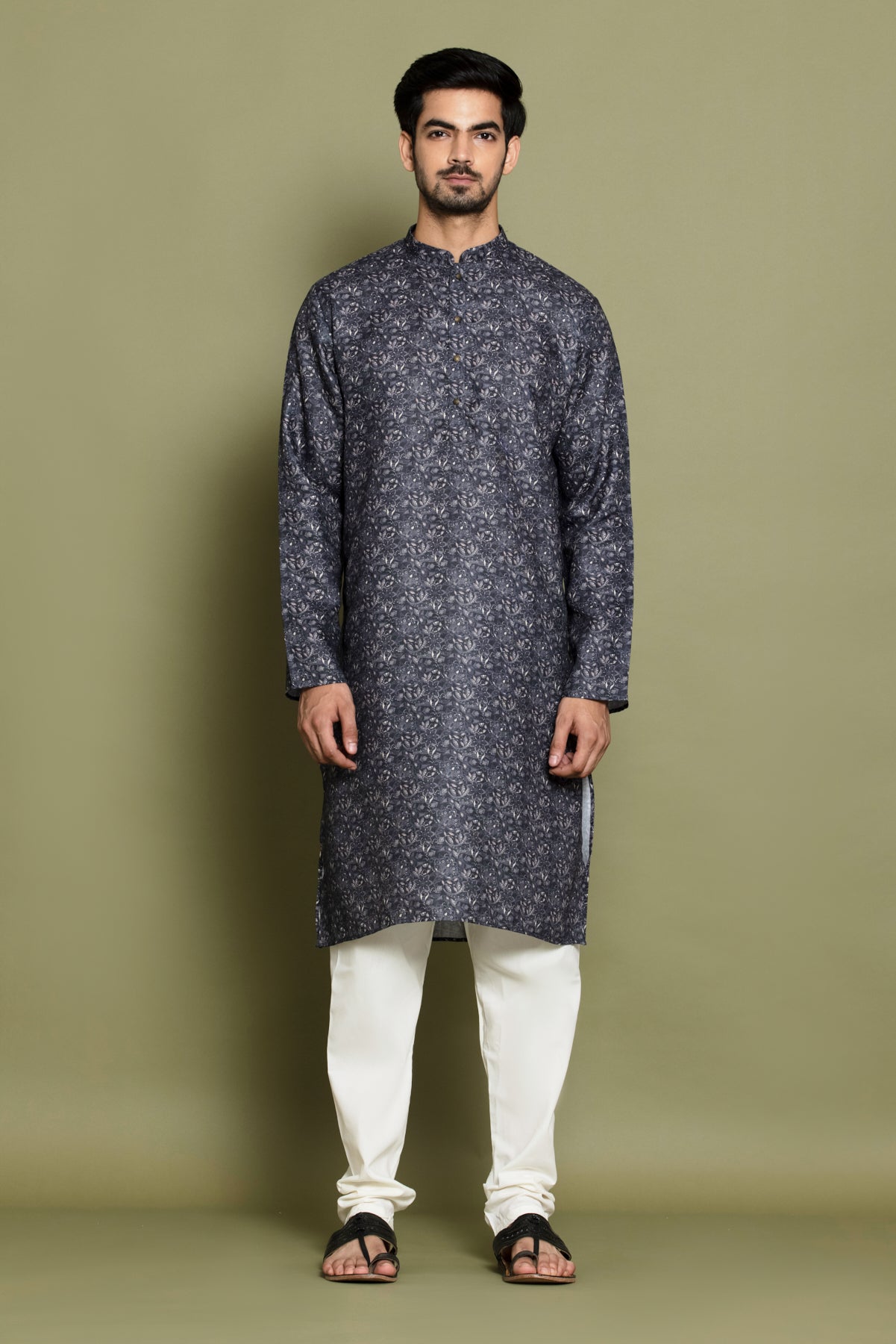 Black Printed Kurta Set