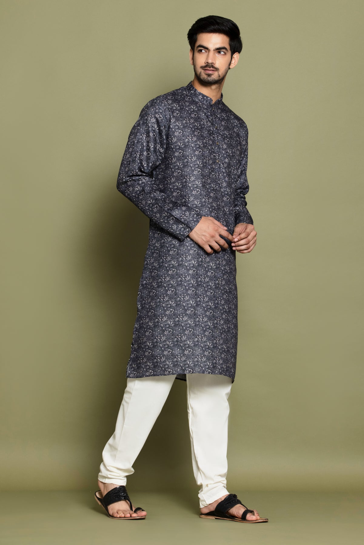 Black Printed Kurta Set