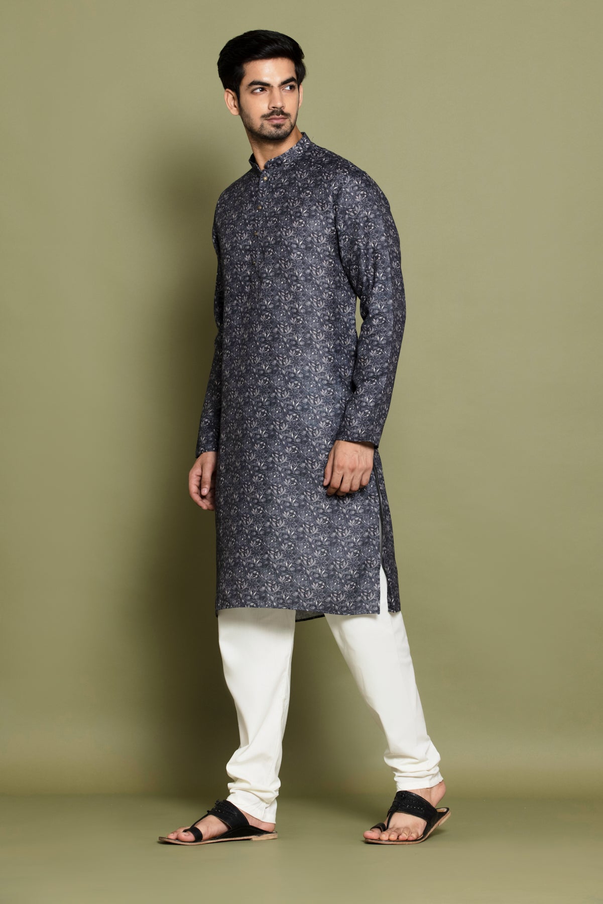 Black Printed Kurta Set