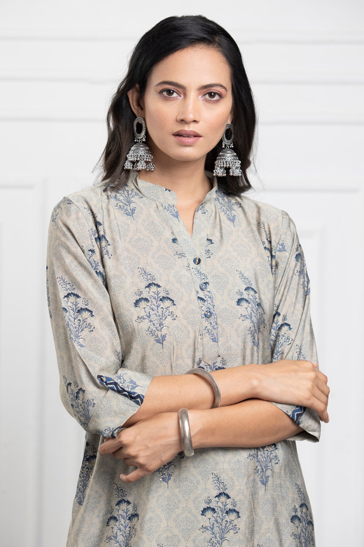 Indigo Blue Printed Kurta 2 Pcs Set