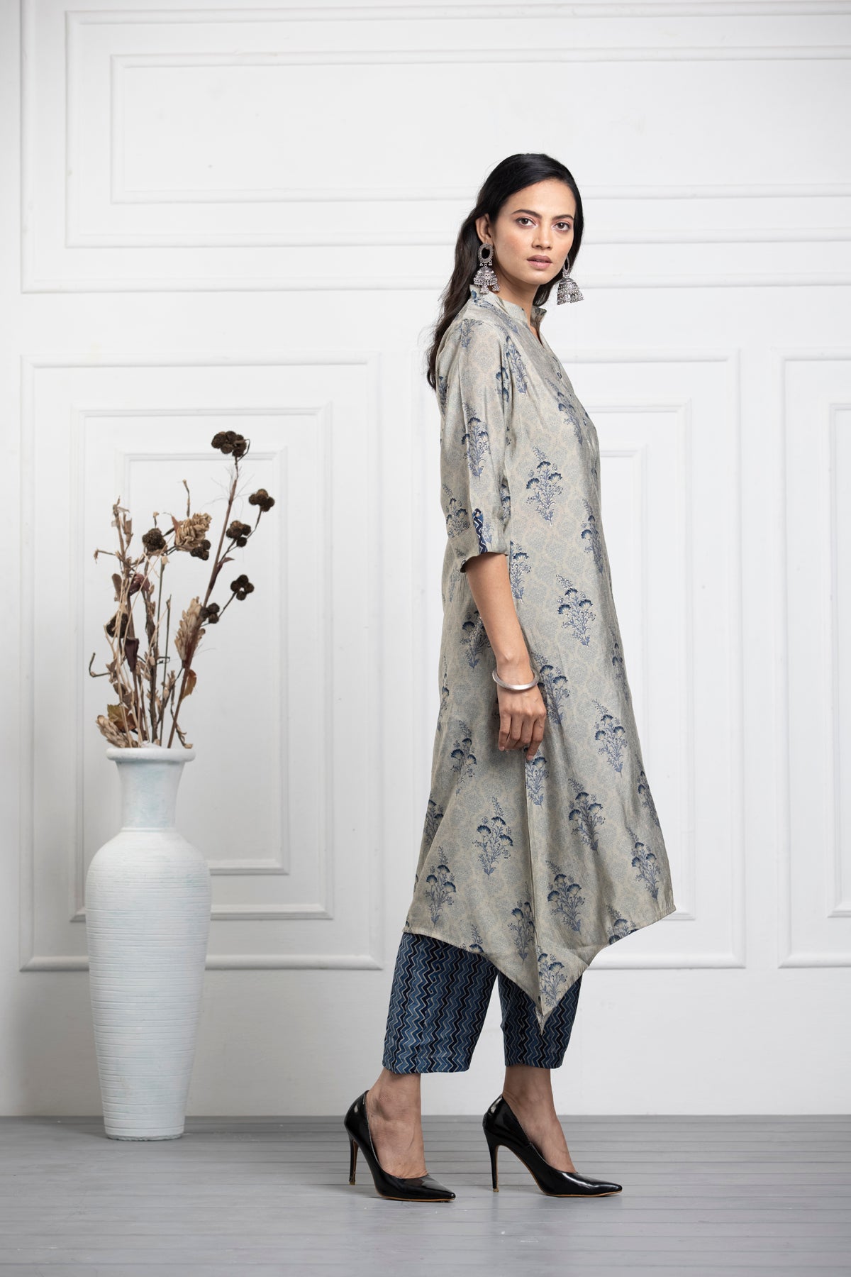 Indigo Blue Printed Kurta 2 Pcs Set