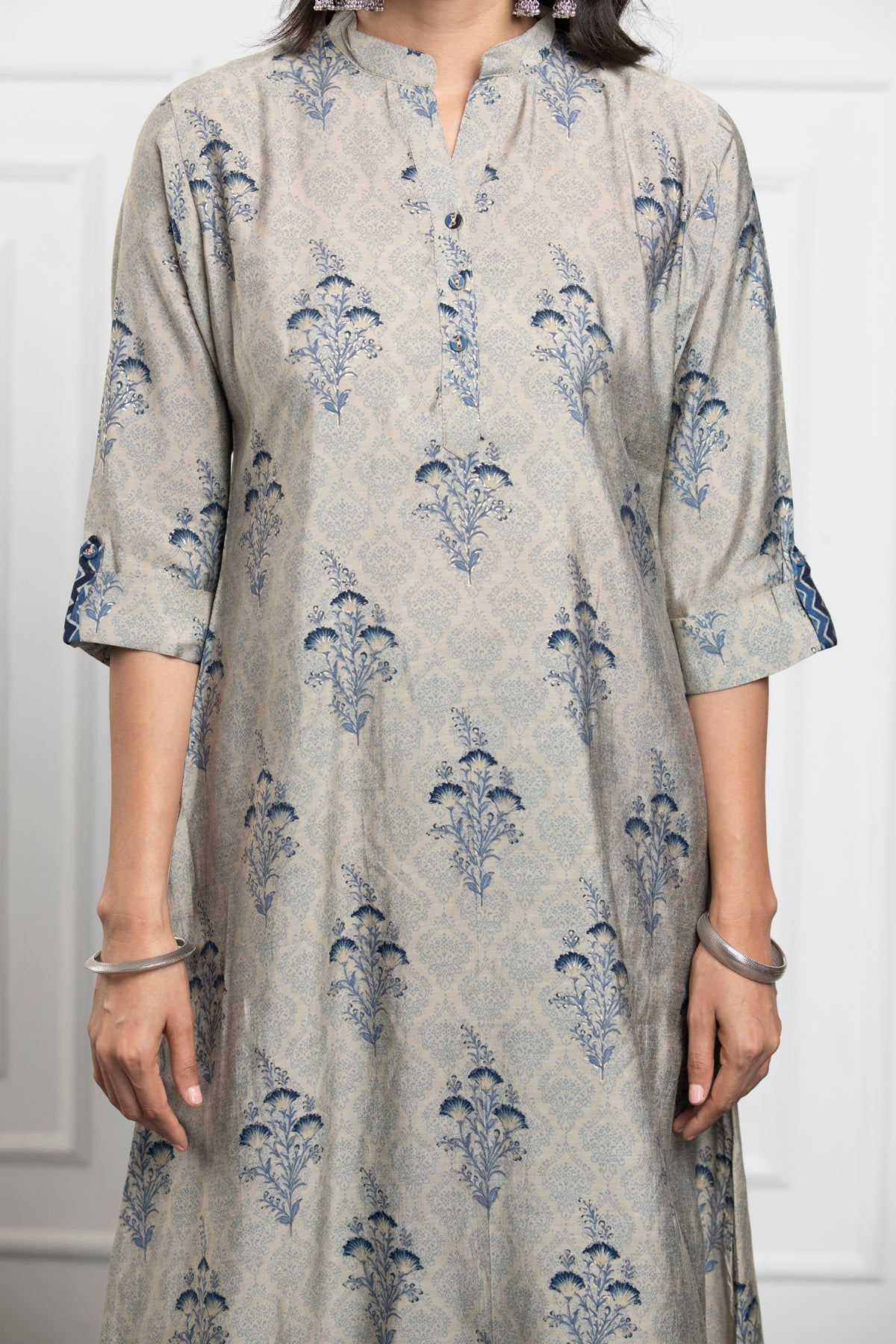 Indigo Blue Printed Kurta 2 Pcs Set