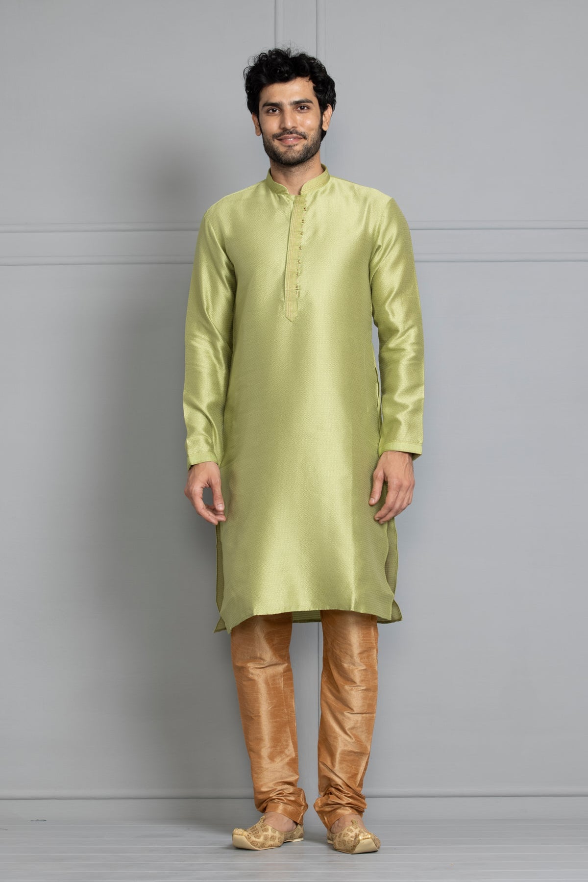 Green Self Design Kurta Set