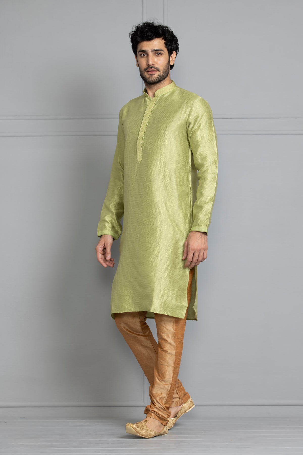 Green Self Design Kurta Set