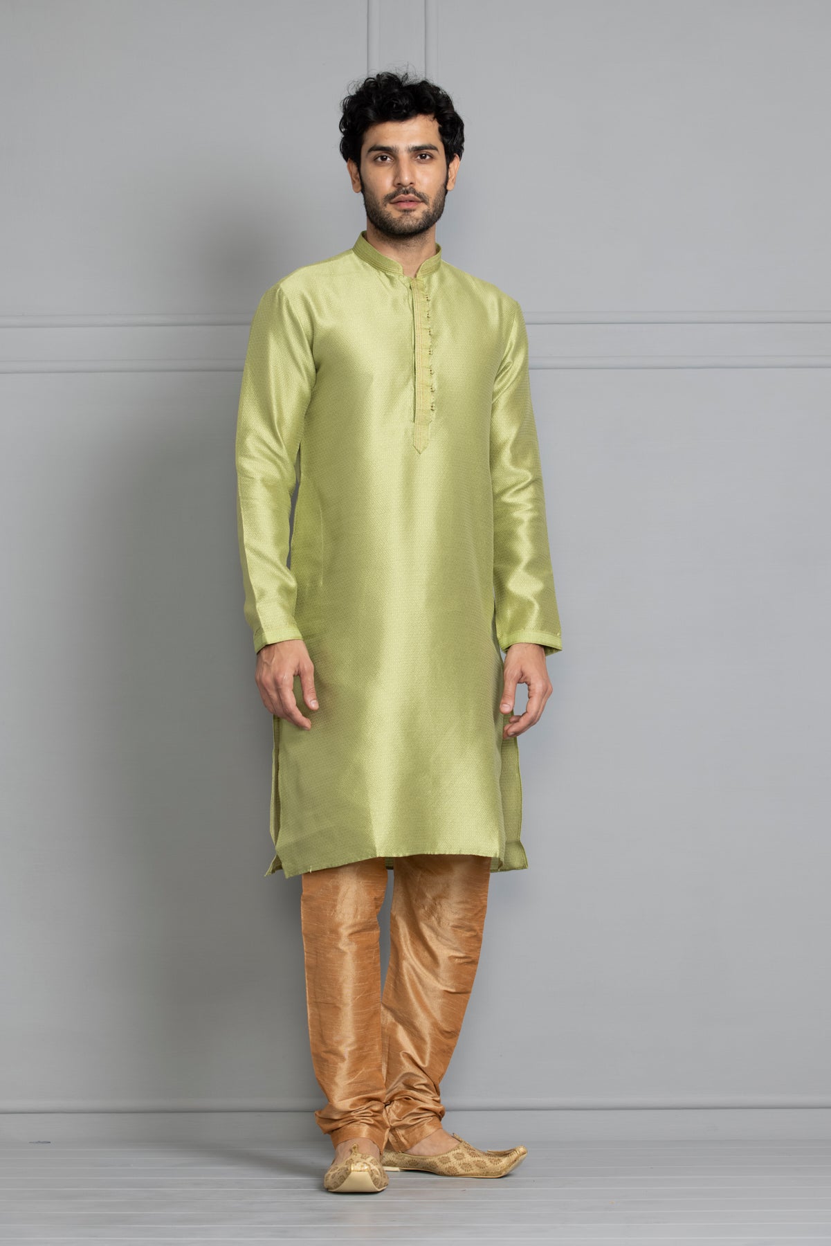 Green Self Design Kurta Set