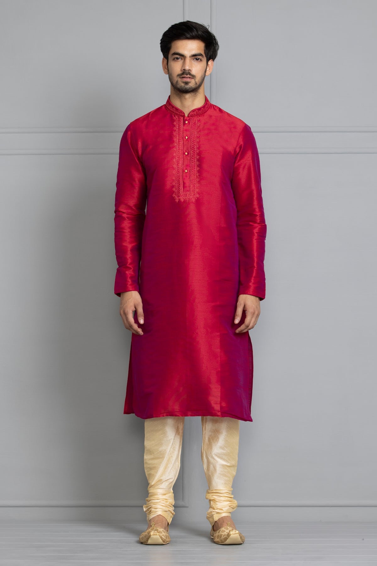 Maroon Embroidered Thread Work Kurta Set