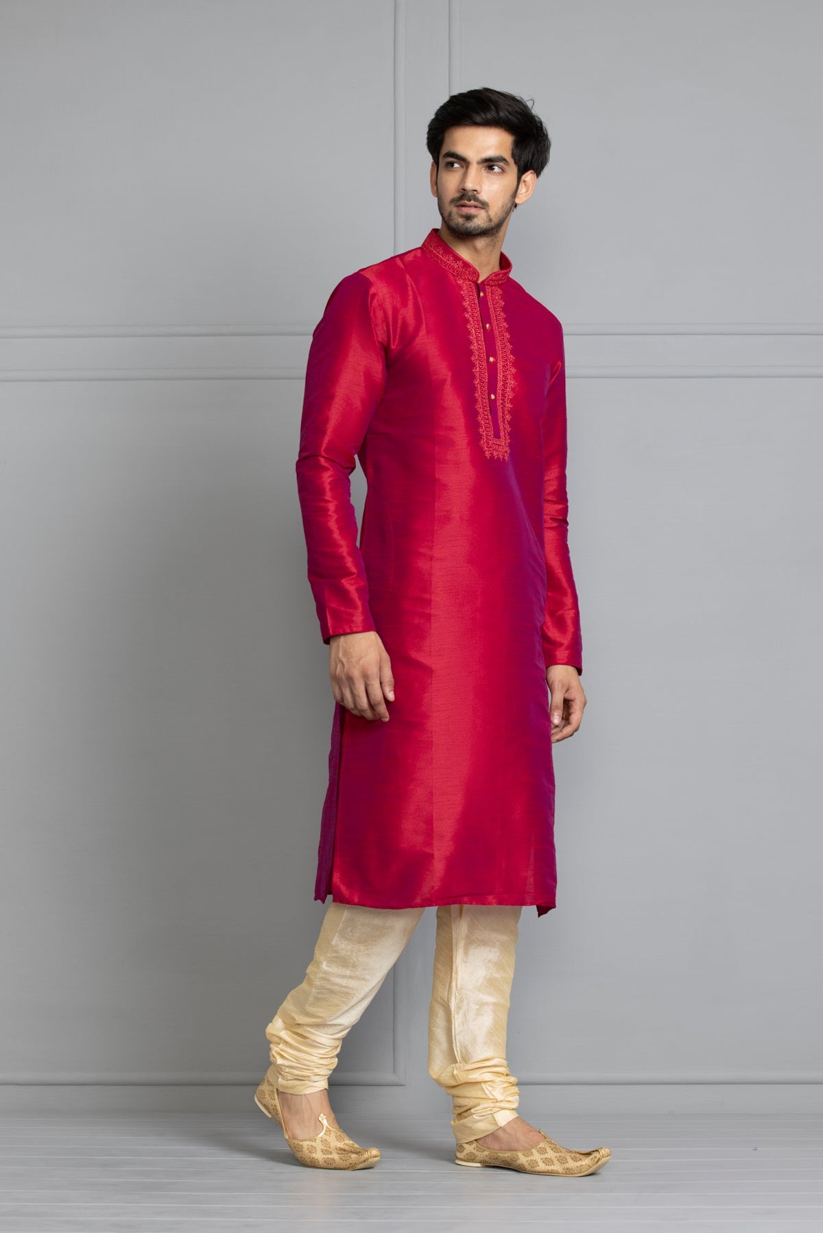 Maroon Embroidered Thread Work Kurta Set