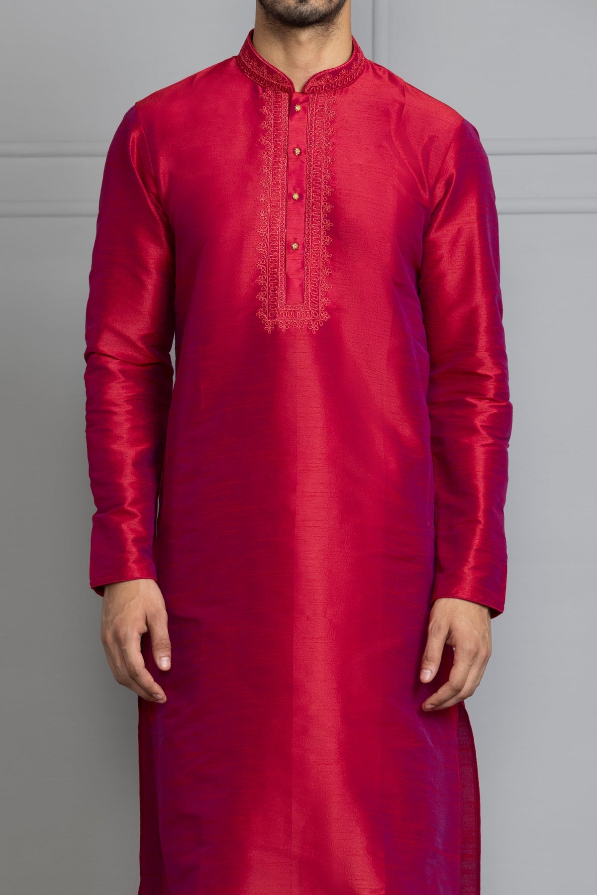 Maroon Embroidered Thread Work Kurta Set