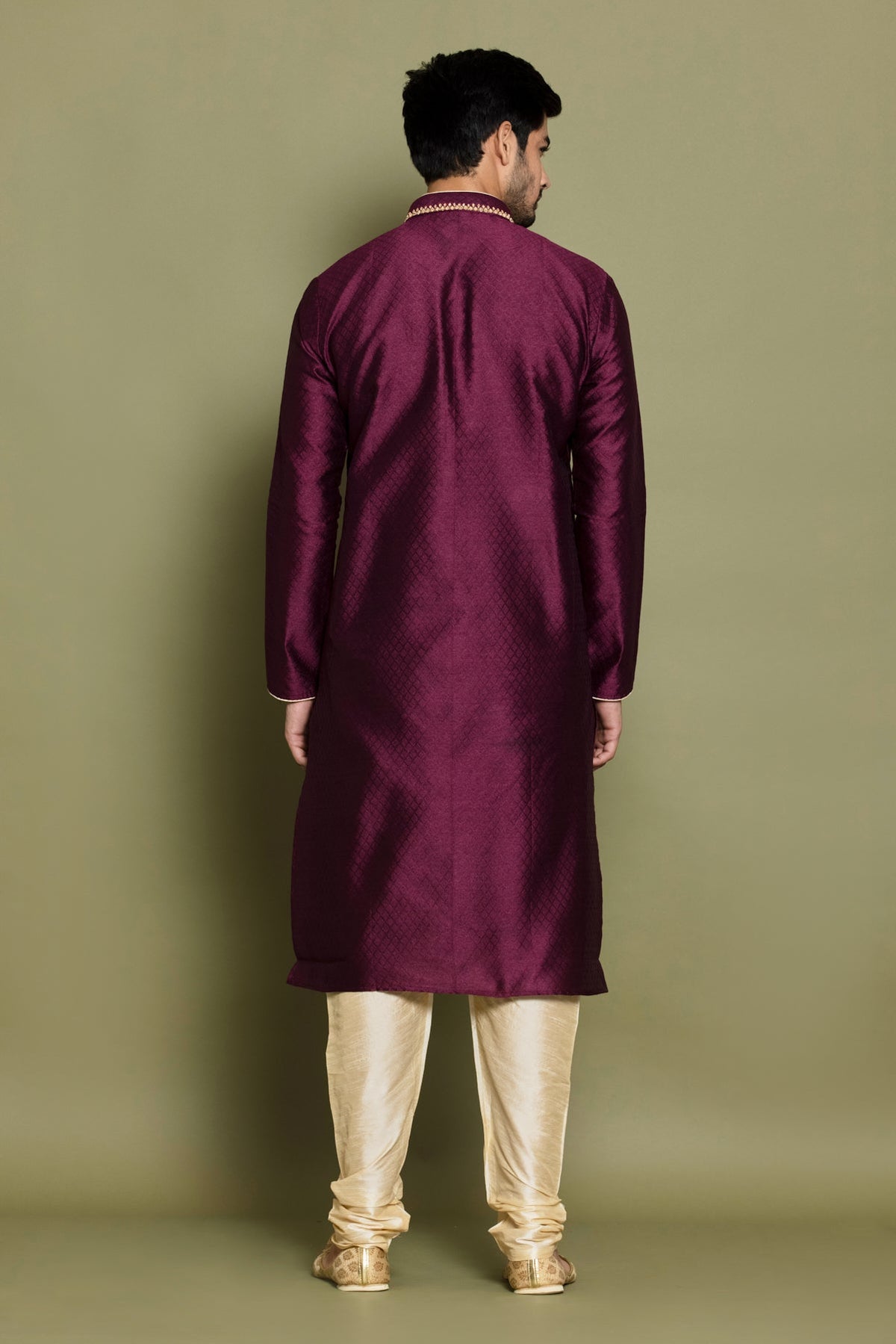 Wine Self Design Kurta Set