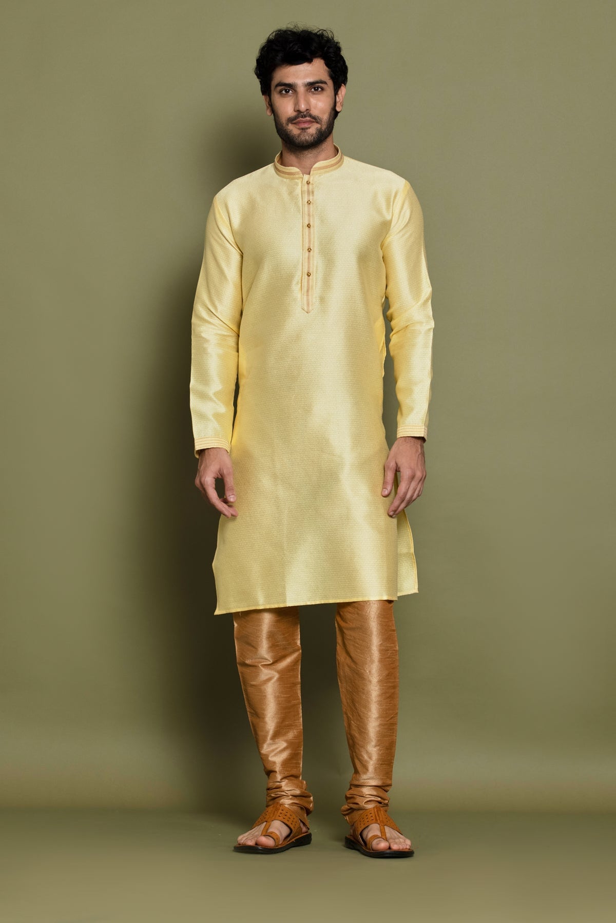 Yellow Golden Embellished Kurta Set