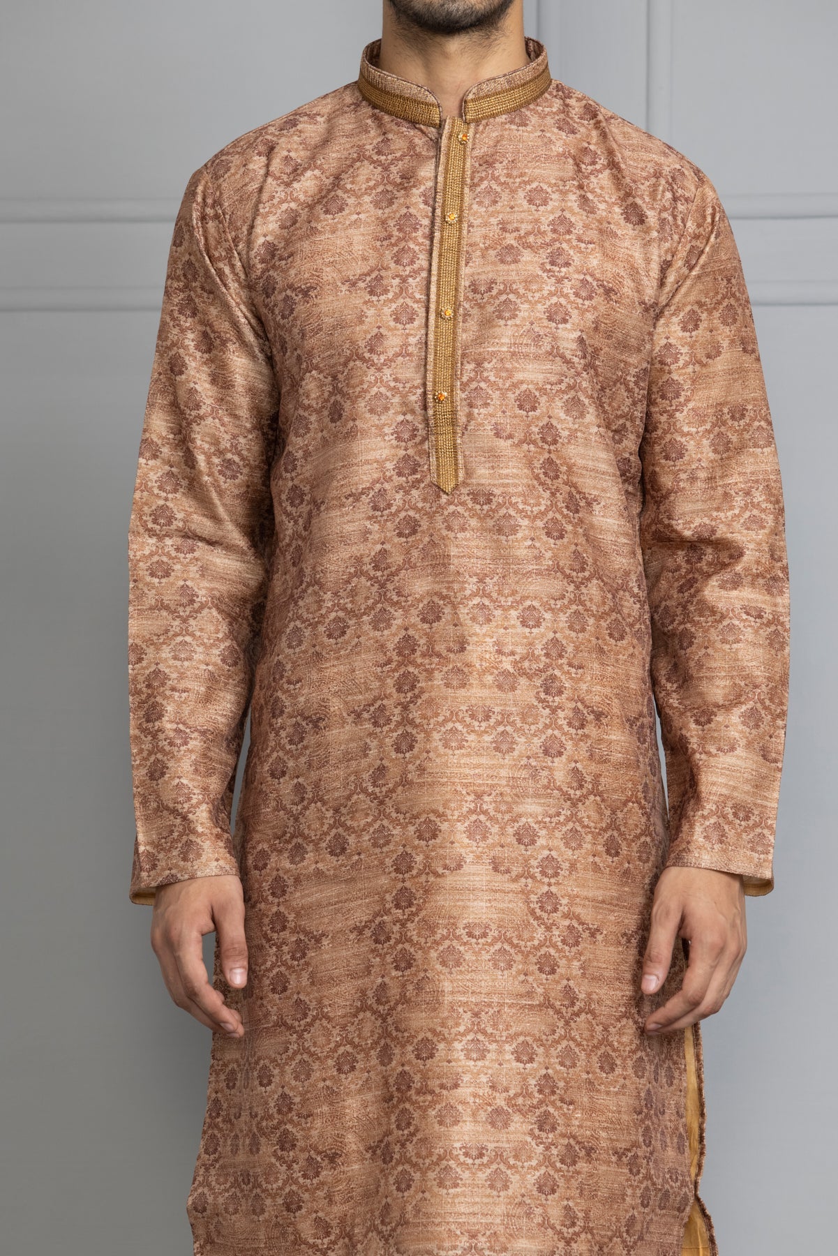 Brown Printed Kurta Set