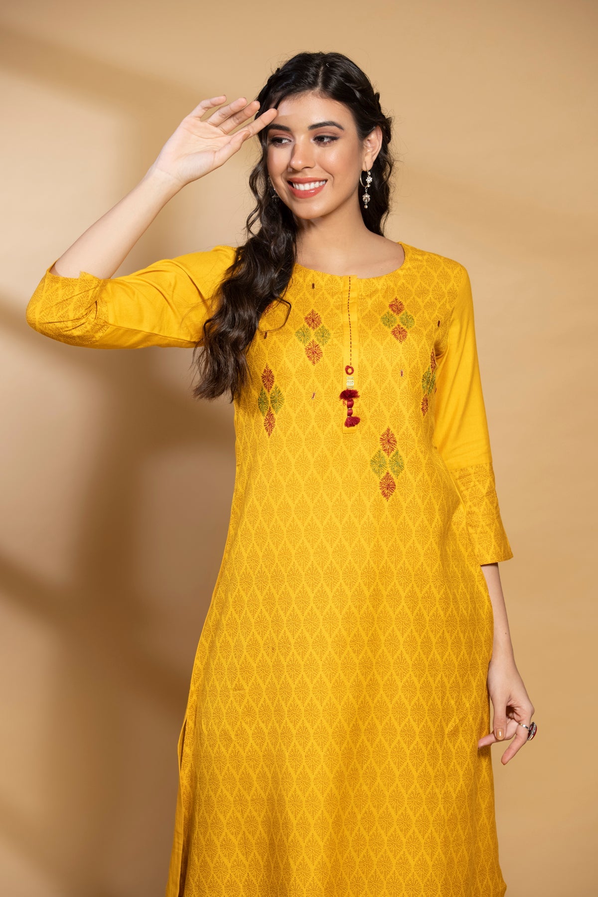 Yellow Printed Kurta