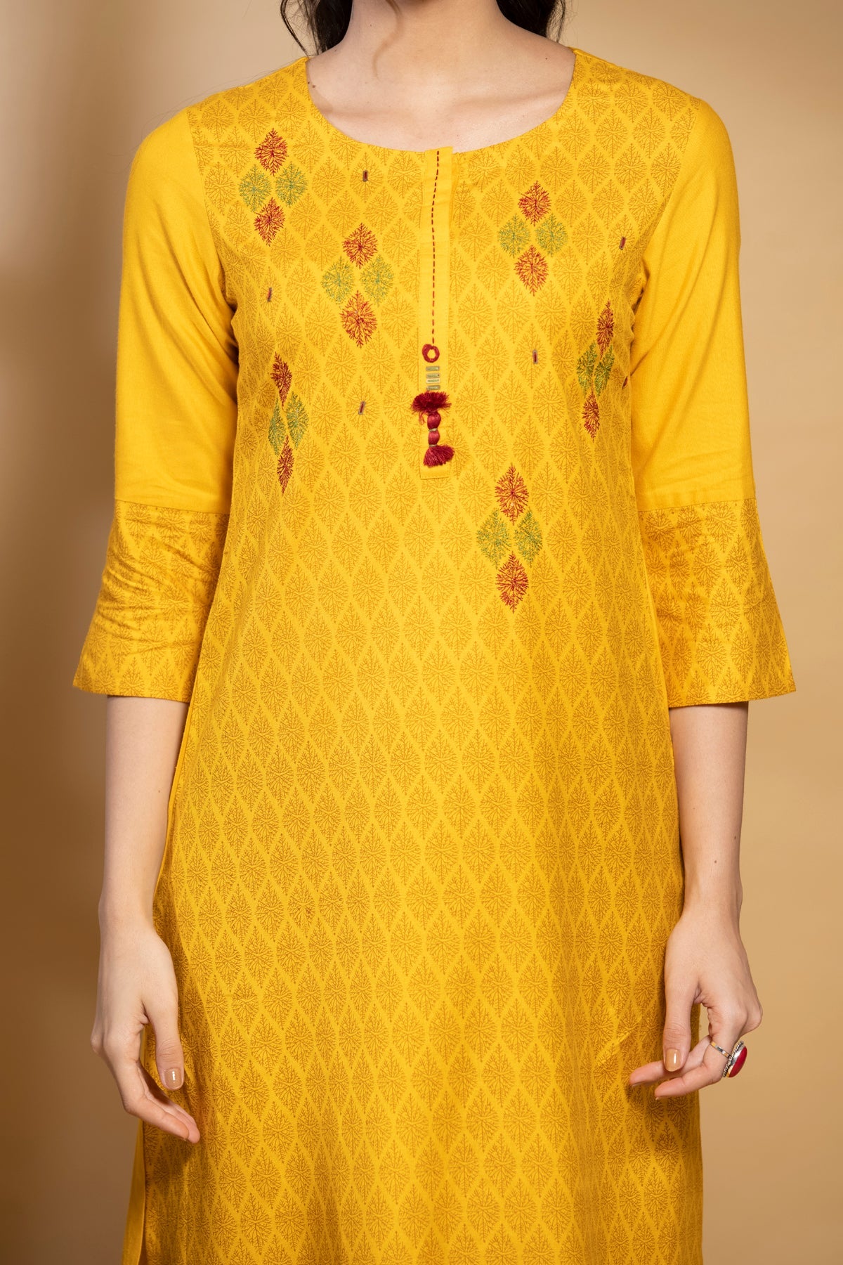 Yellow Printed Kurta