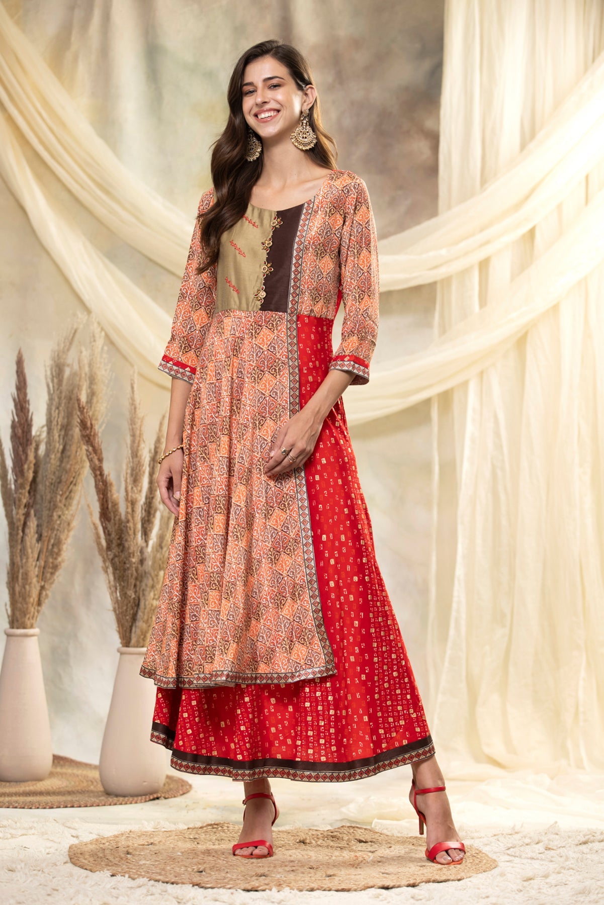 Red Yellow Printed Dress