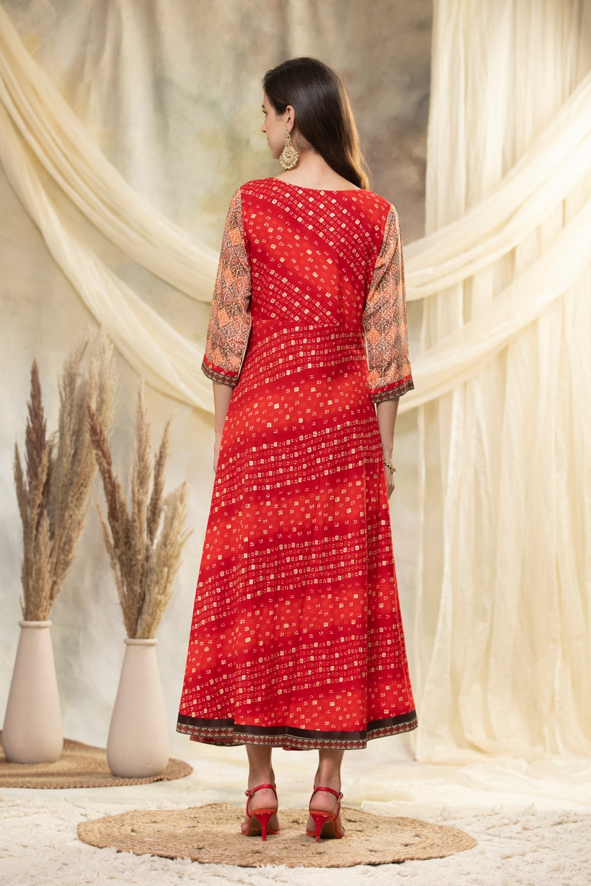 Red Yellow Printed Dress