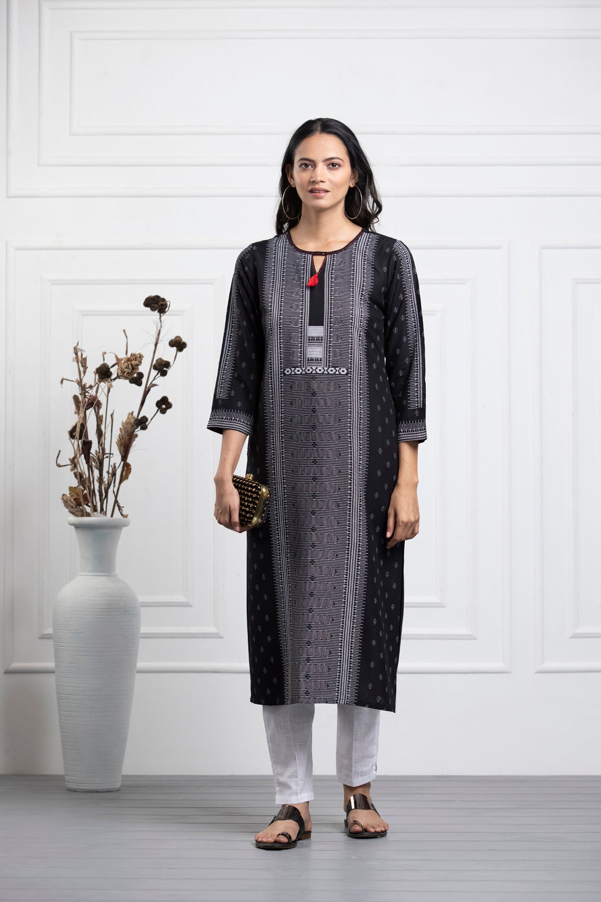 Black Printed Kurta