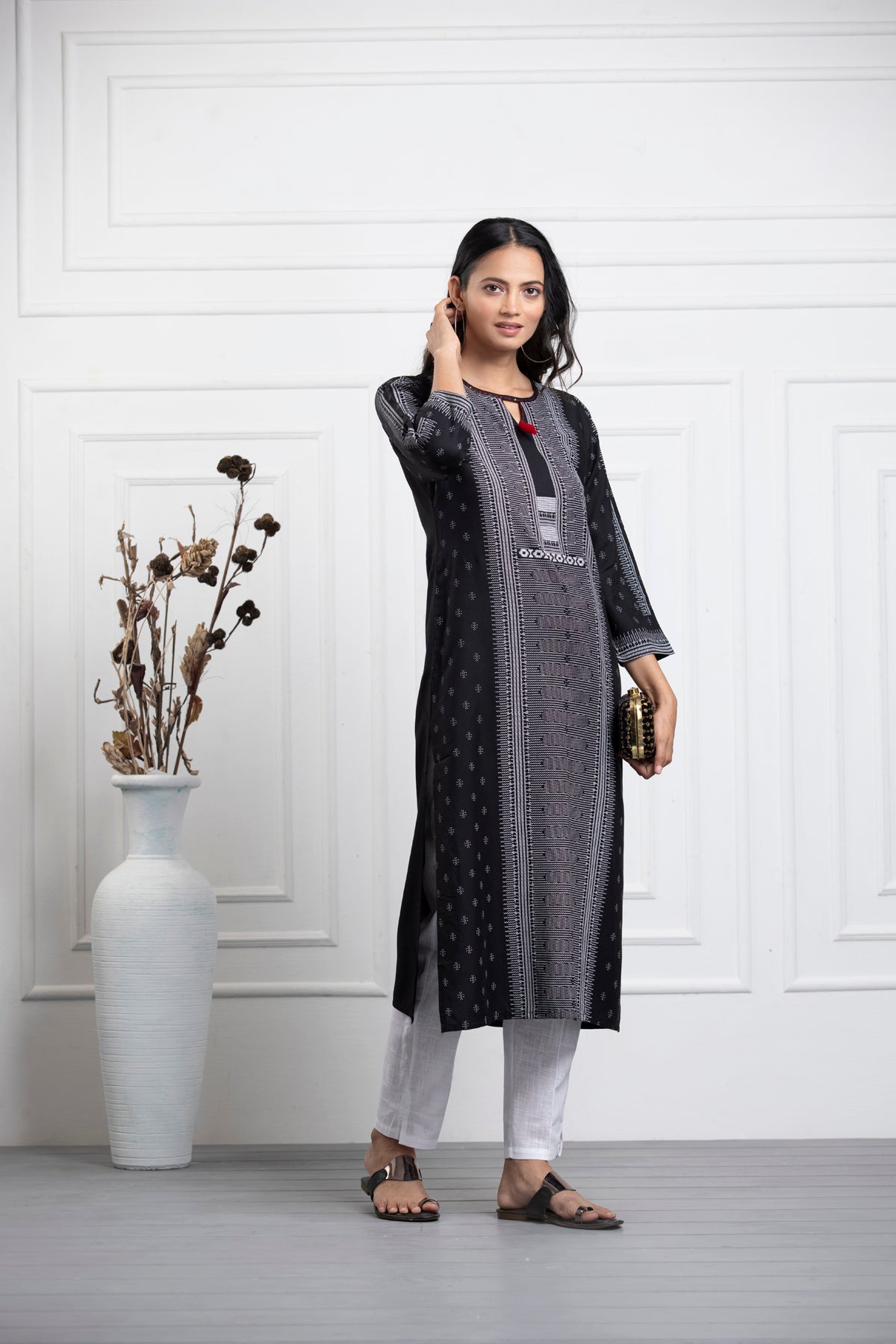 Black Printed Kurta