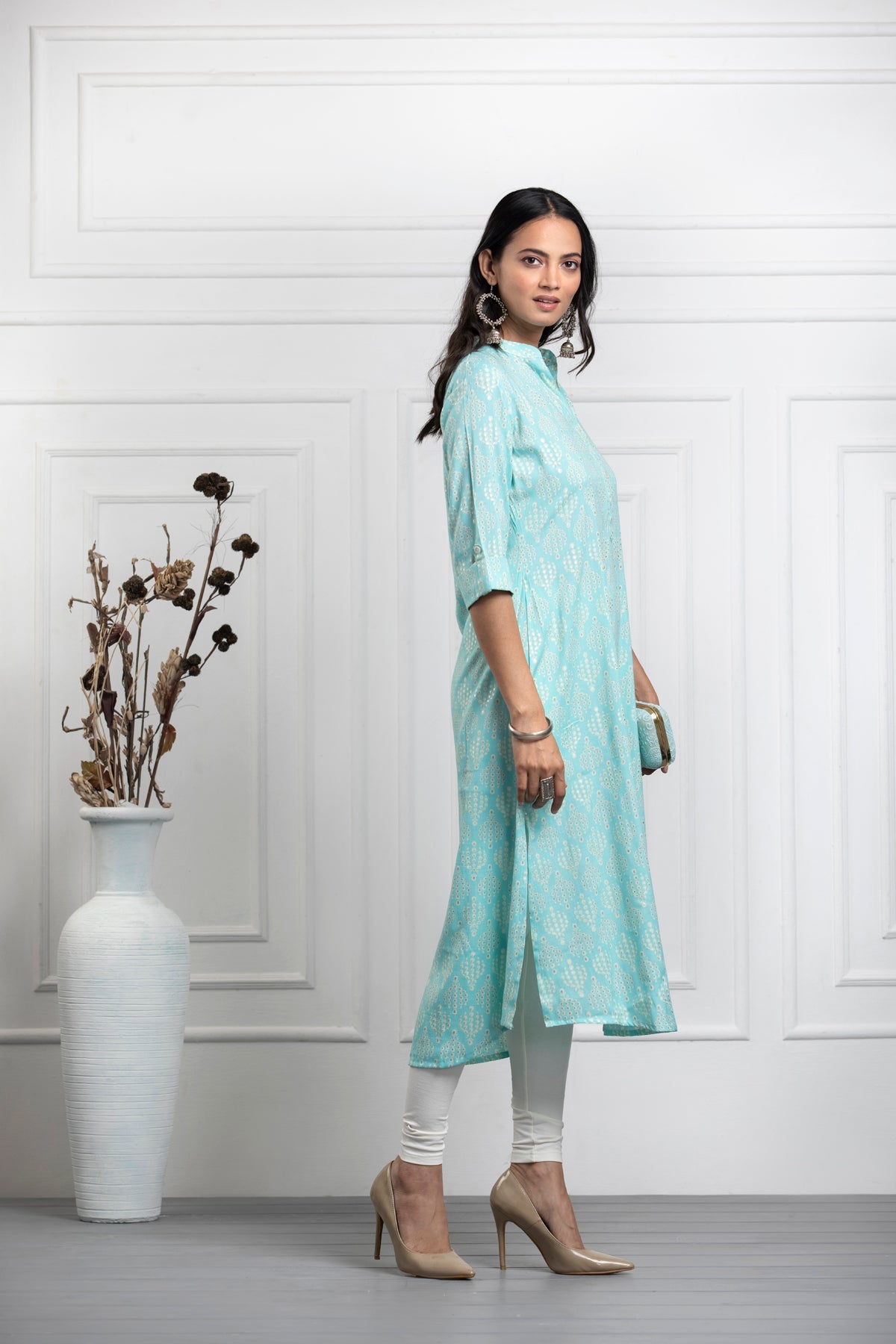 Green Printed Kurta