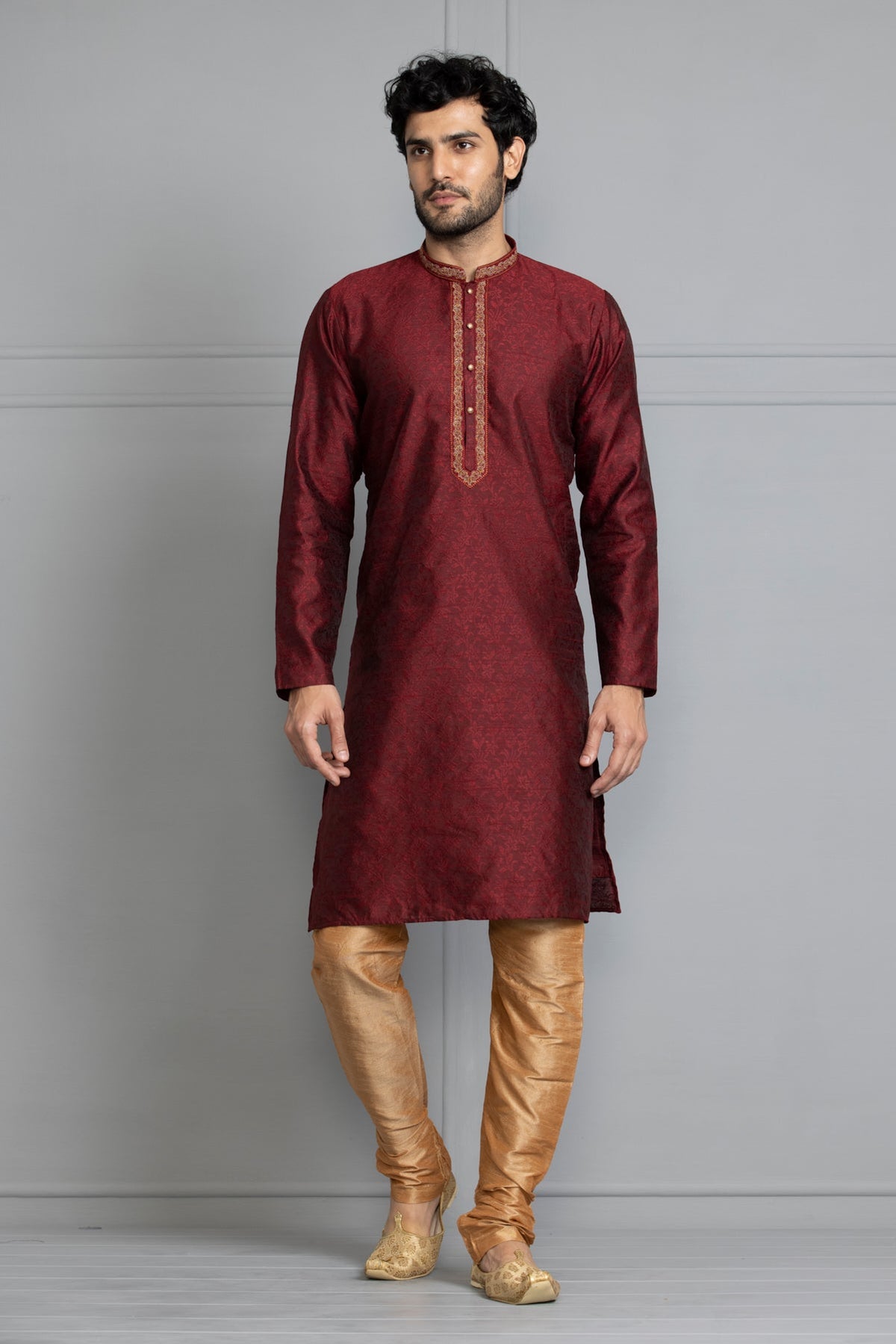 Maroon Printed Kurta Set