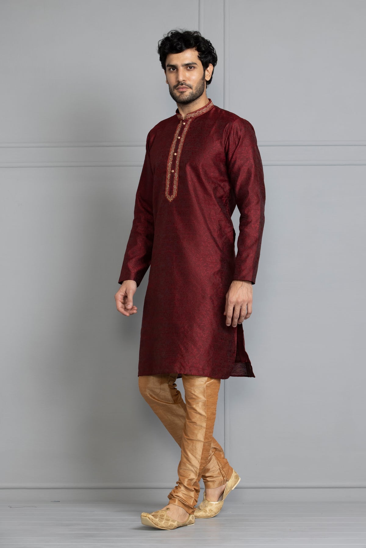 Maroon Printed Kurta Set