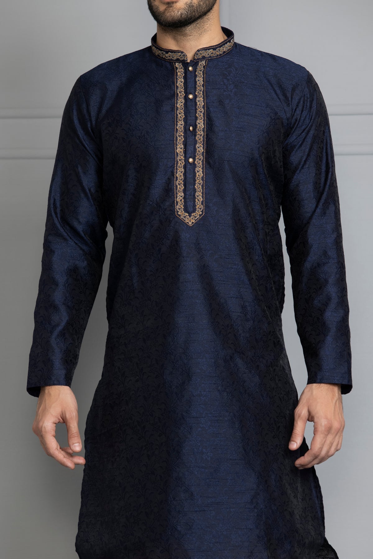 Blue Woven Design Straight Kurta Set