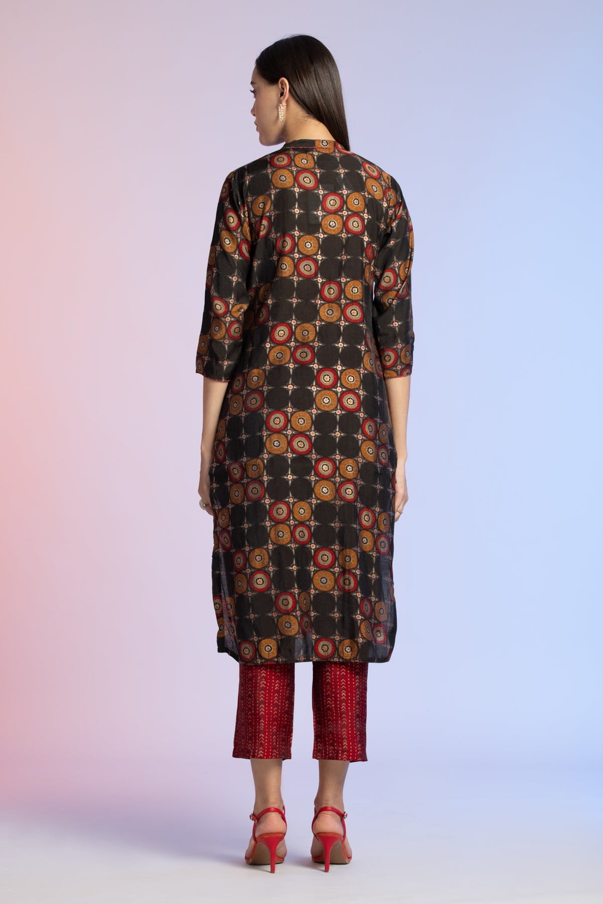 Black Straight Printed Kurta 2 Pcs Set