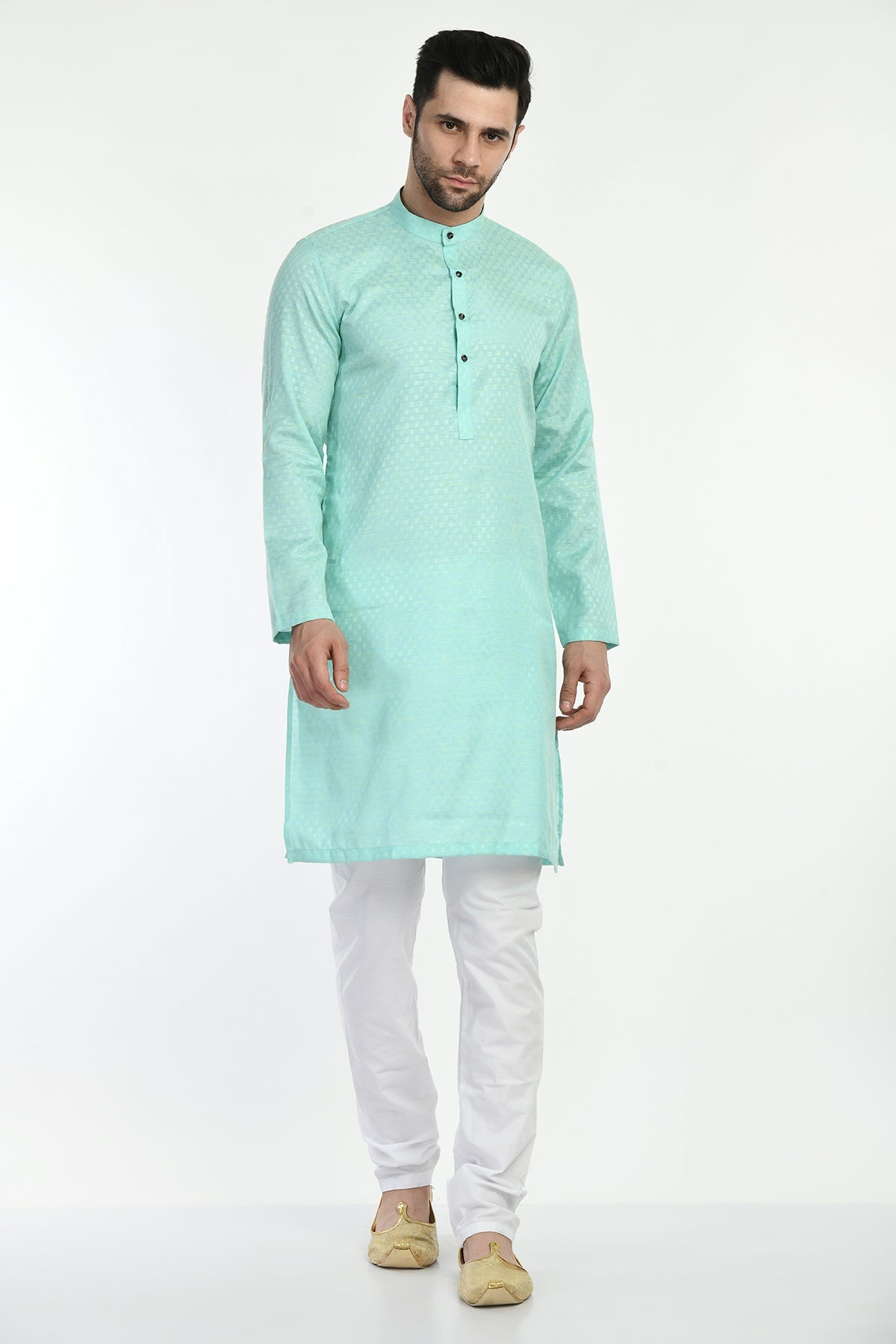 Green Self Design Kurta Set