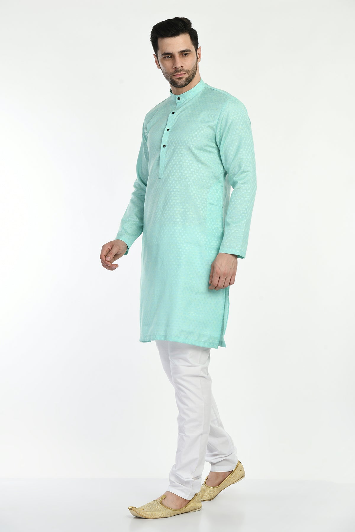 Green Self Design Kurta Set