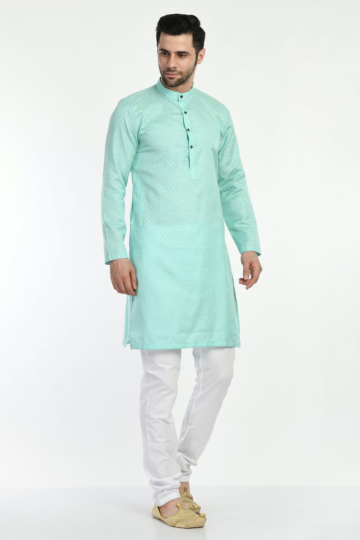 Green Self Design Kurta Set