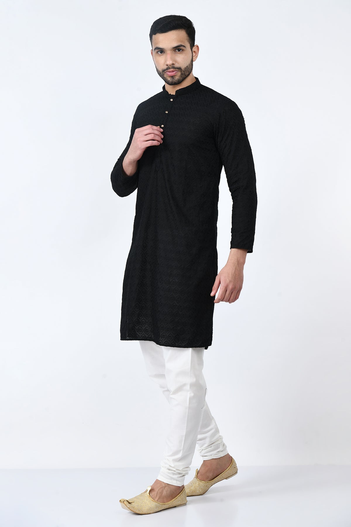 Black Chikankari Embroidered Kurta Set