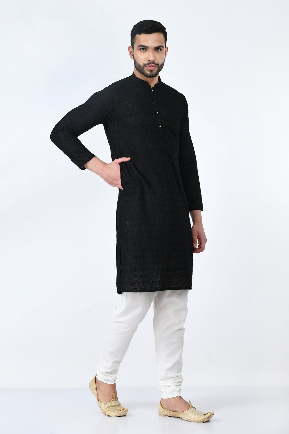 Black Chikankari Embroidered Kurta Set