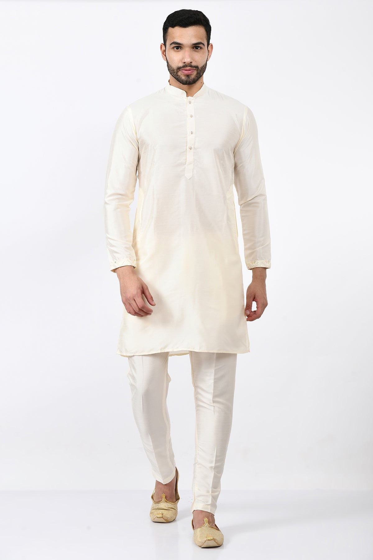 Cream-Coloured Ethnic Embellished Kurta Set