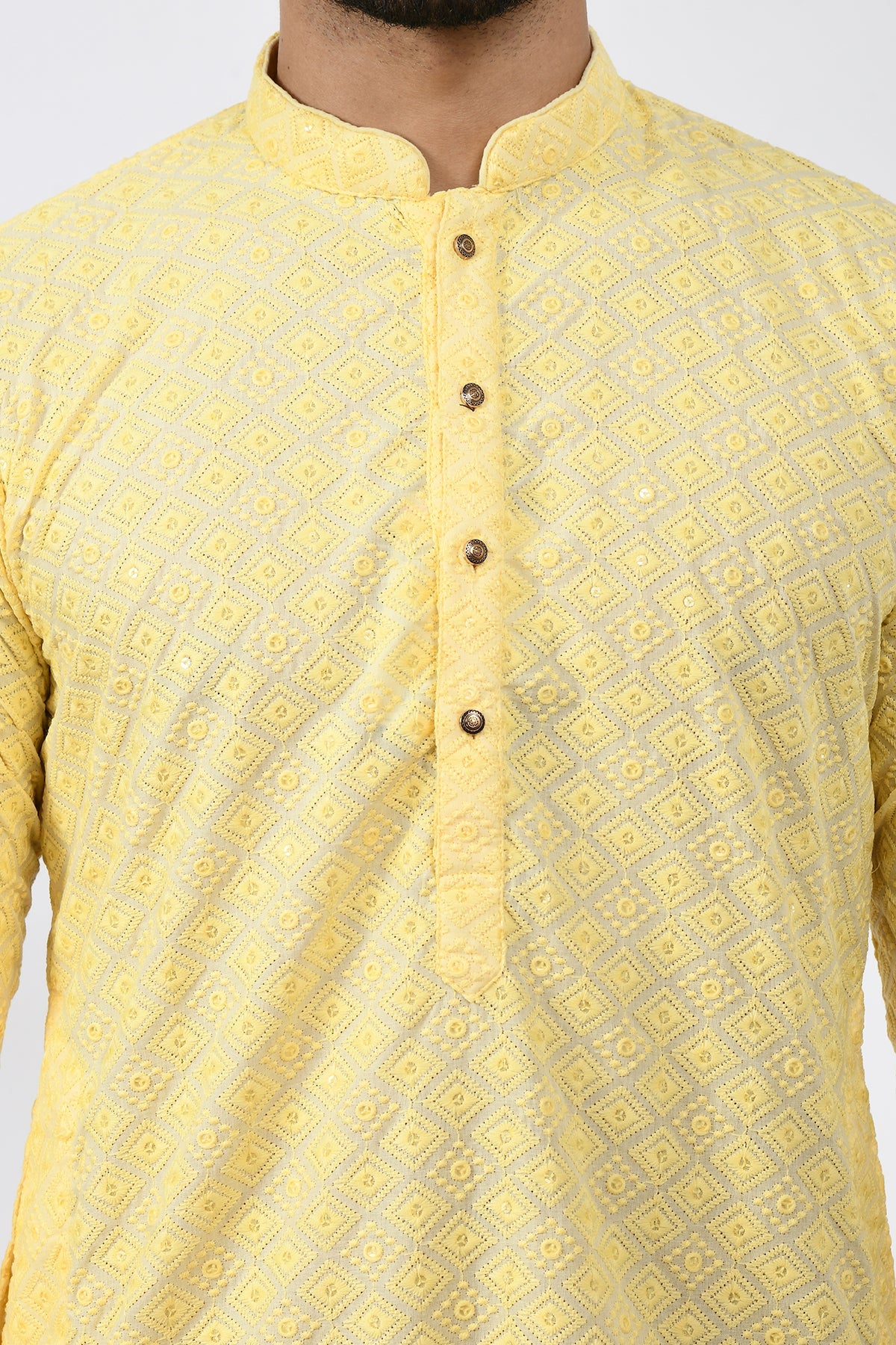 Yellow Chikankari Embroidered Kurta Set