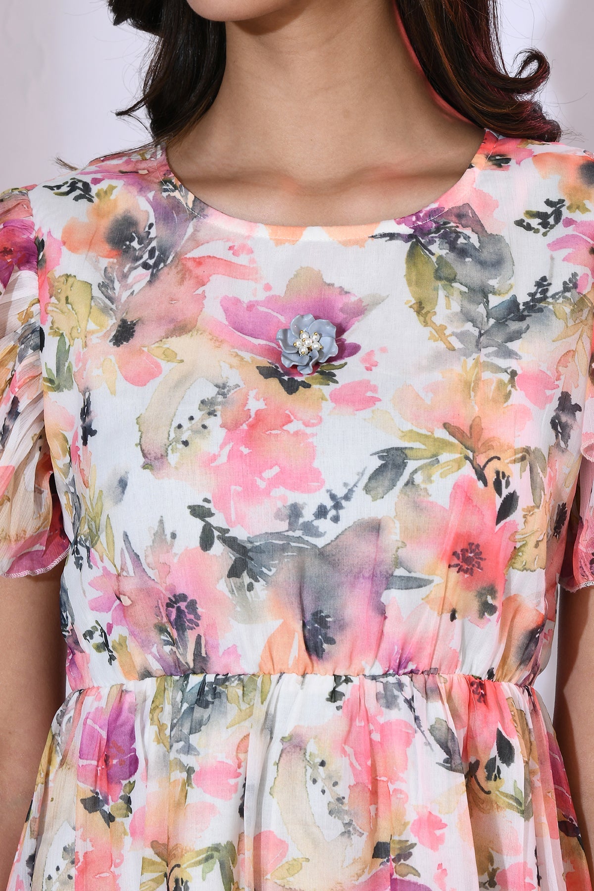 Multi Printed Frill Dress