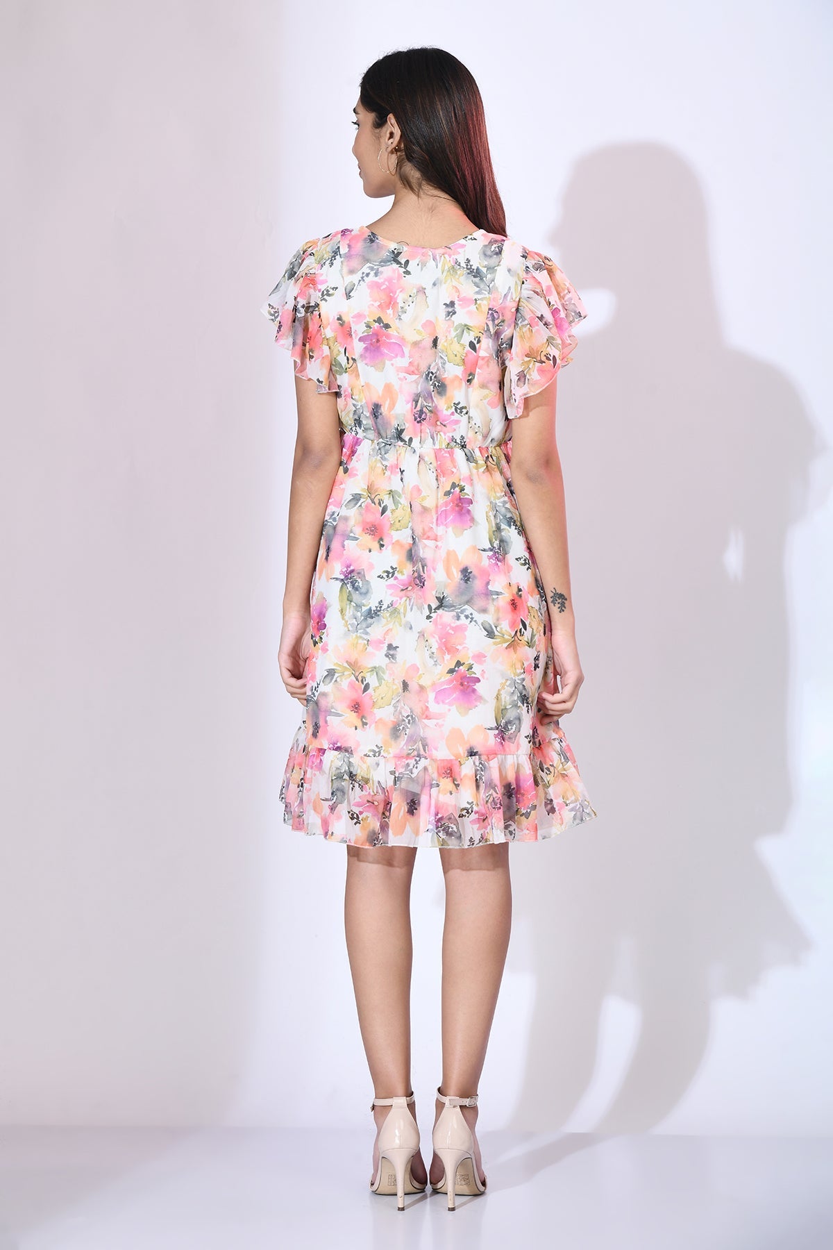 Multi Printed Frill Dress