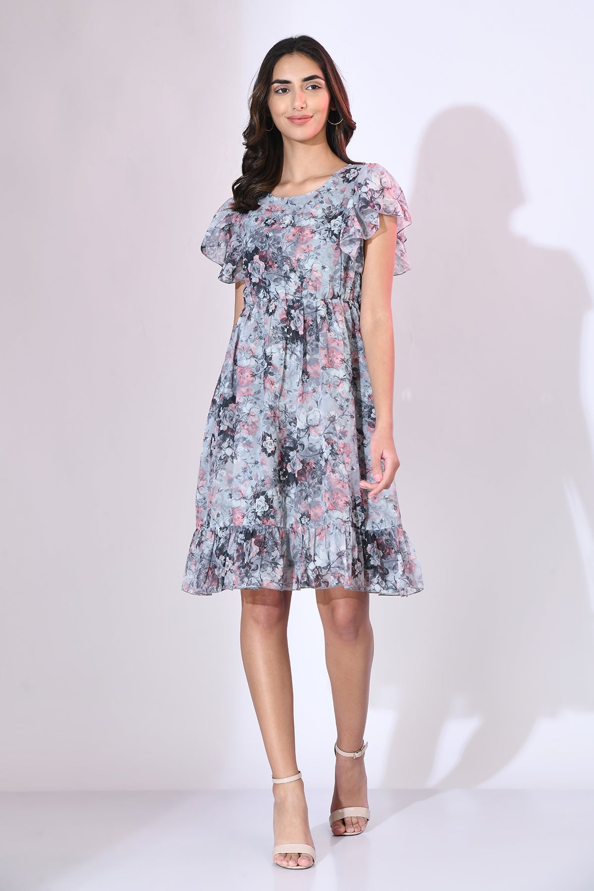 Multi Printed Frill Dress