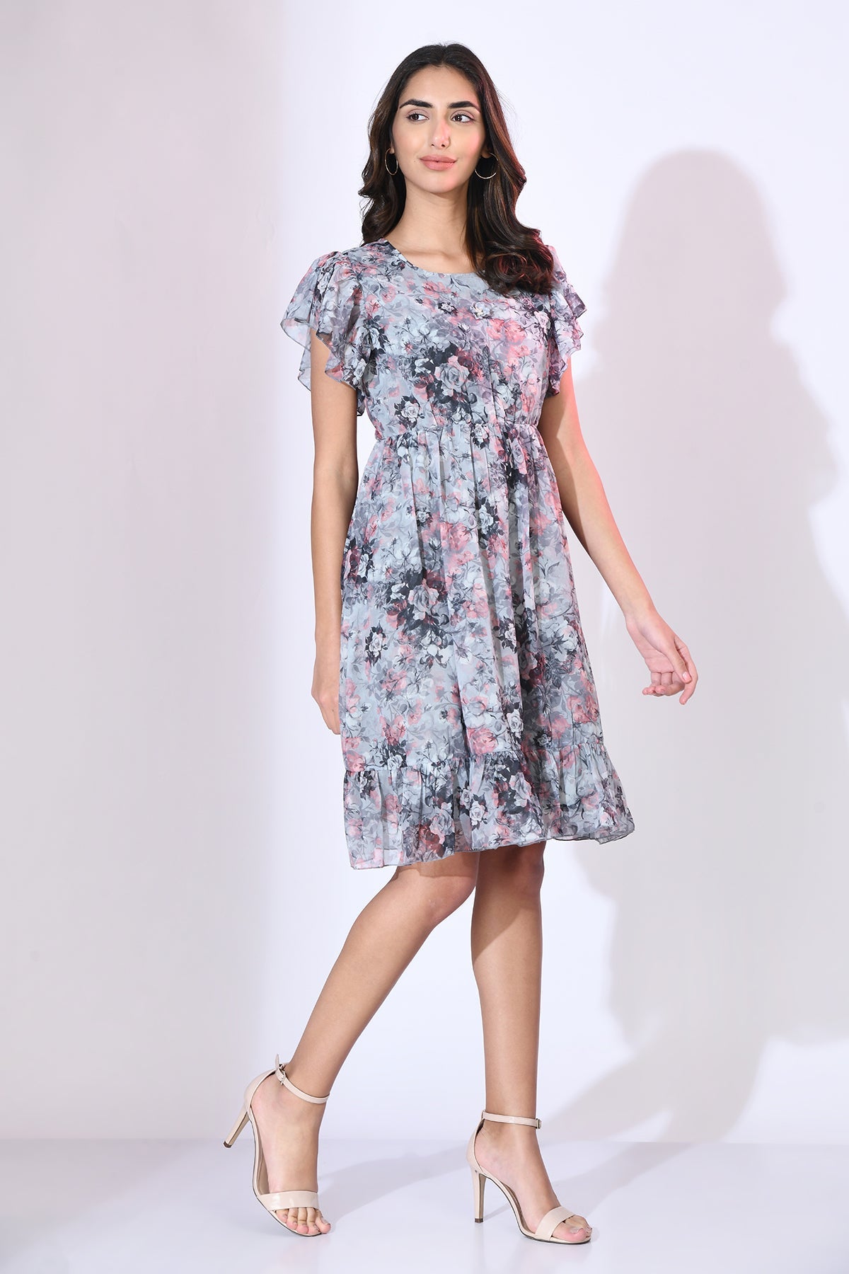 Multi Printed Frill Dress