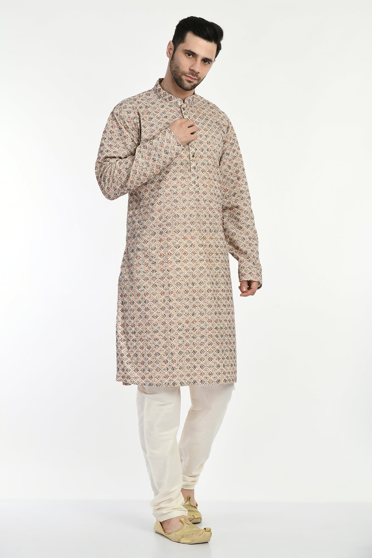 Multi-Coloured Embroidered Kurta Set