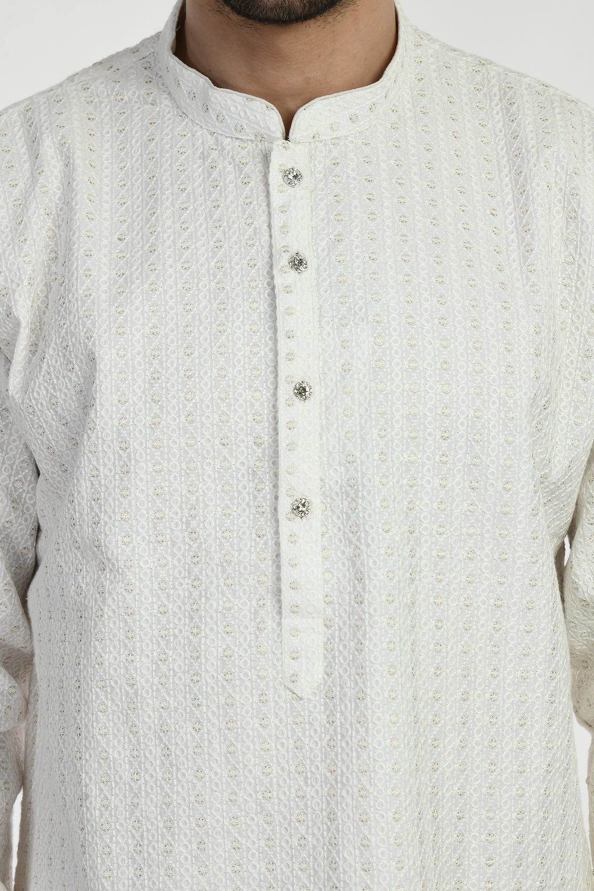 White Embellished Kurta Set