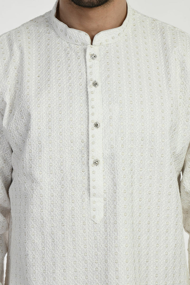 White Embellished Kurta Set
