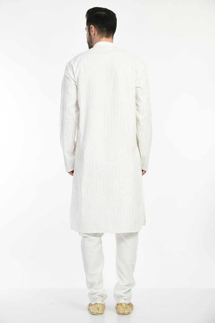 White Embellished Kurta Set