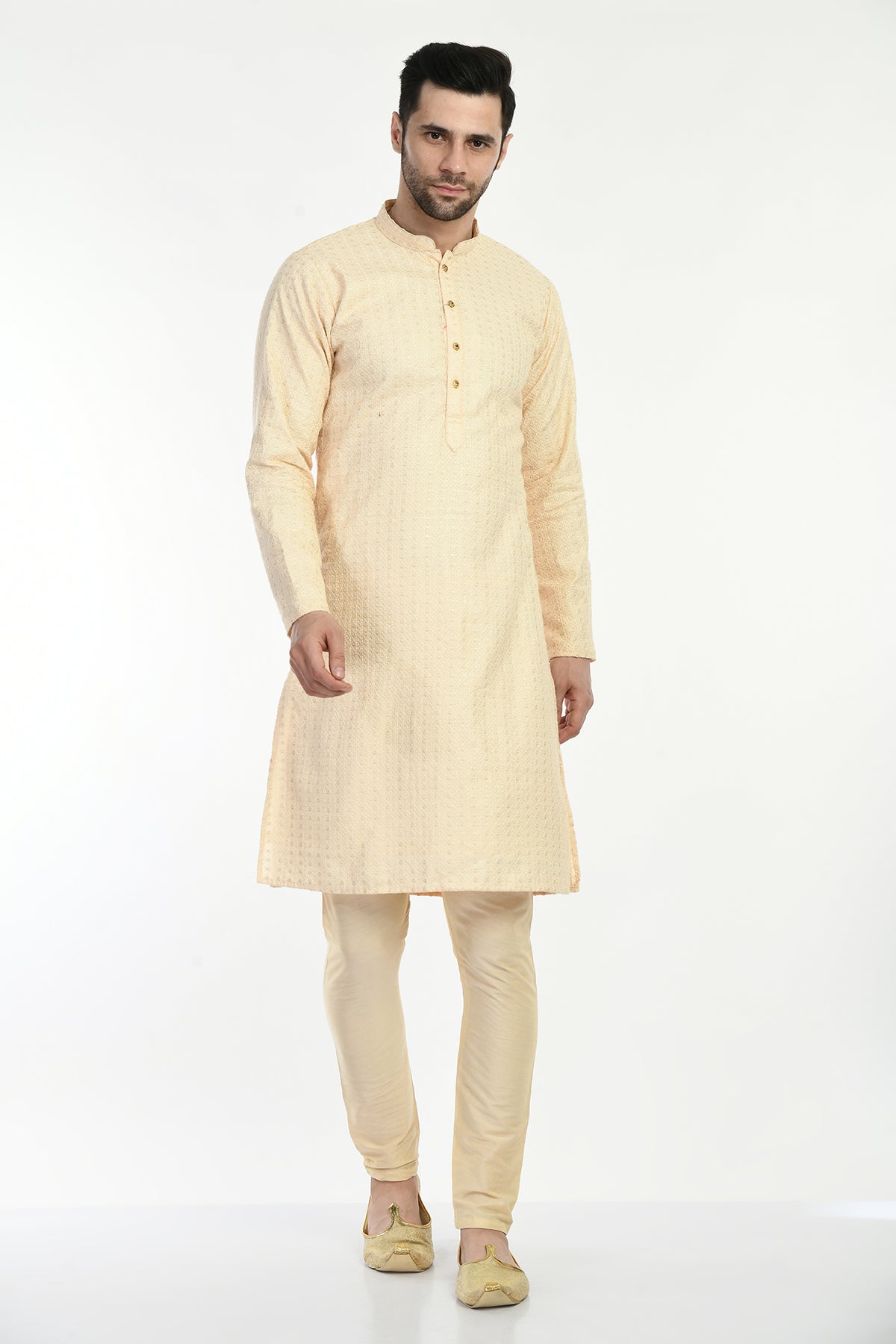 Beige Embellished Kurta Set