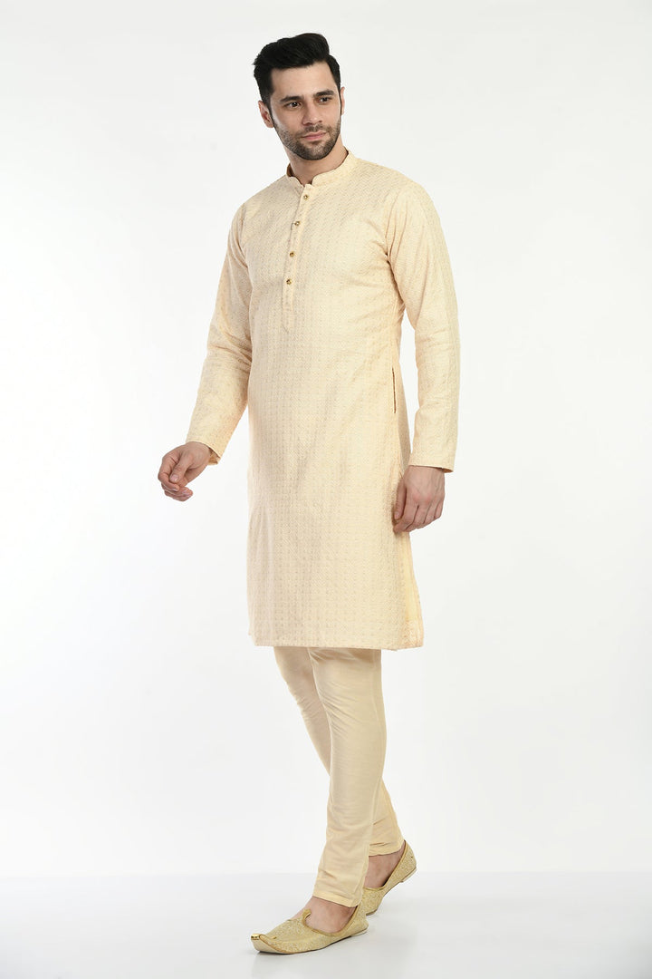 Beige Embellished Kurta Set