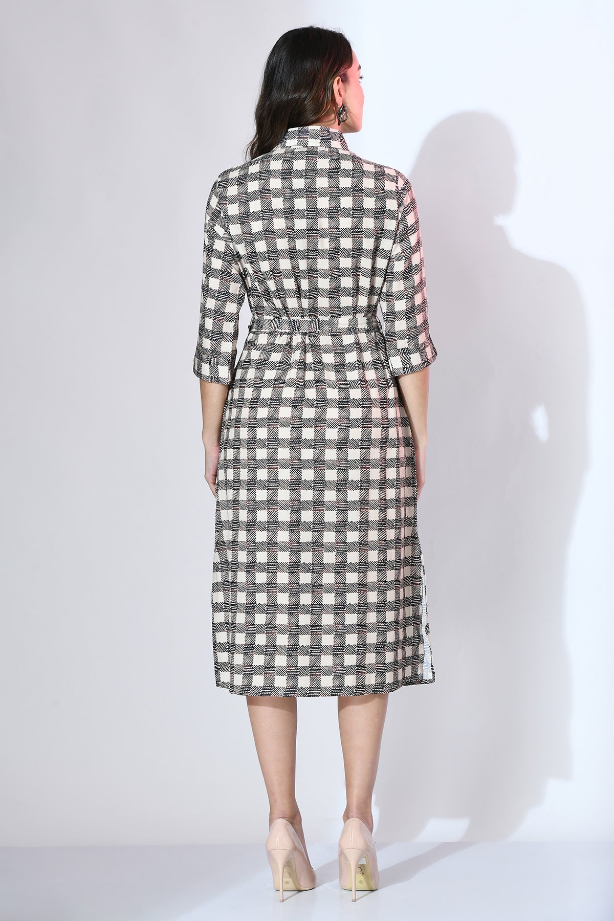 Beige Geometric Printed Dress