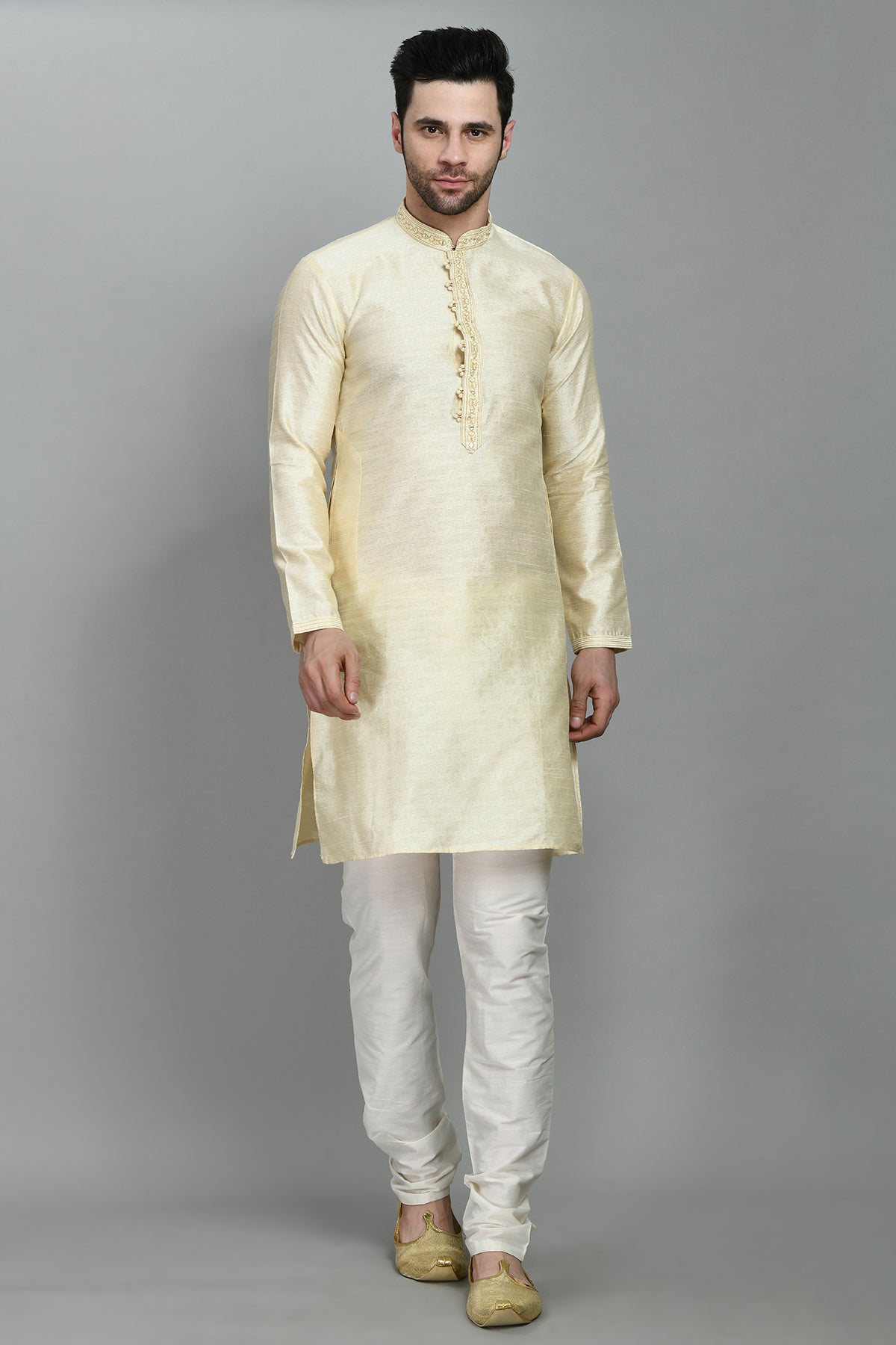 Cream Embellished Kurta Set