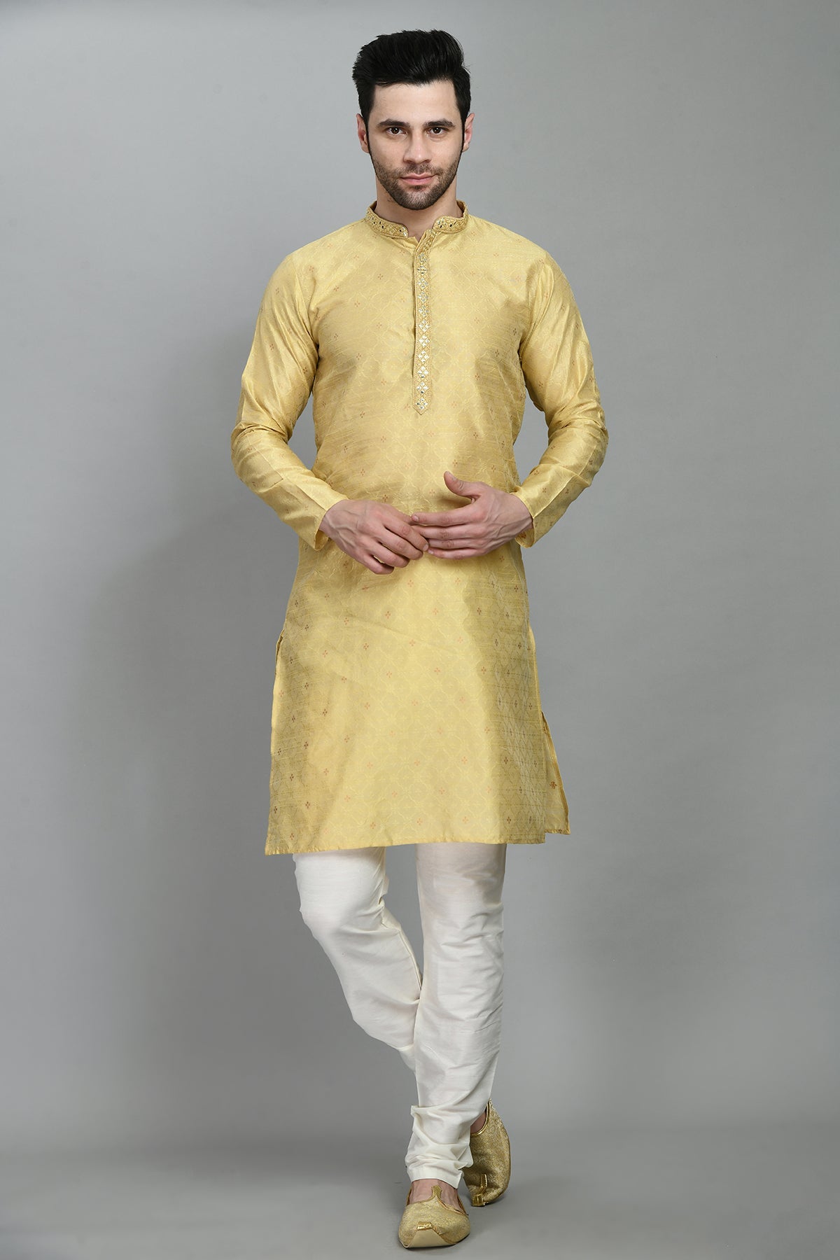 Beige Embellished Kurta Set