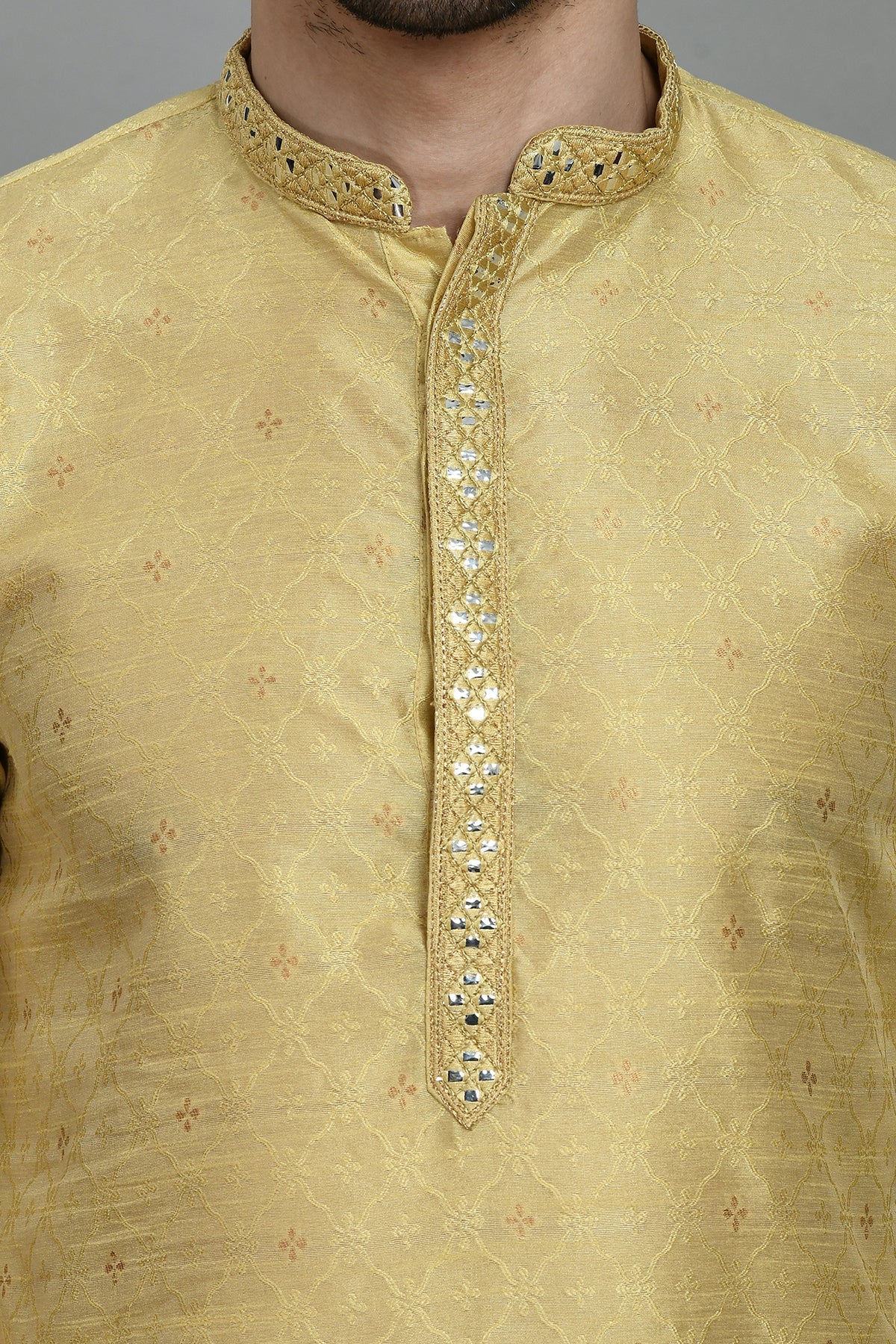 Beige Embellished Kurta Set