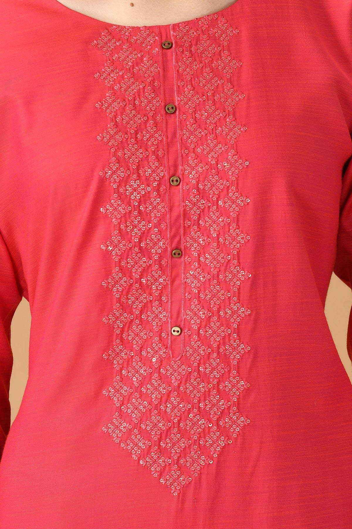 Pink Straight Embroidered Kurta