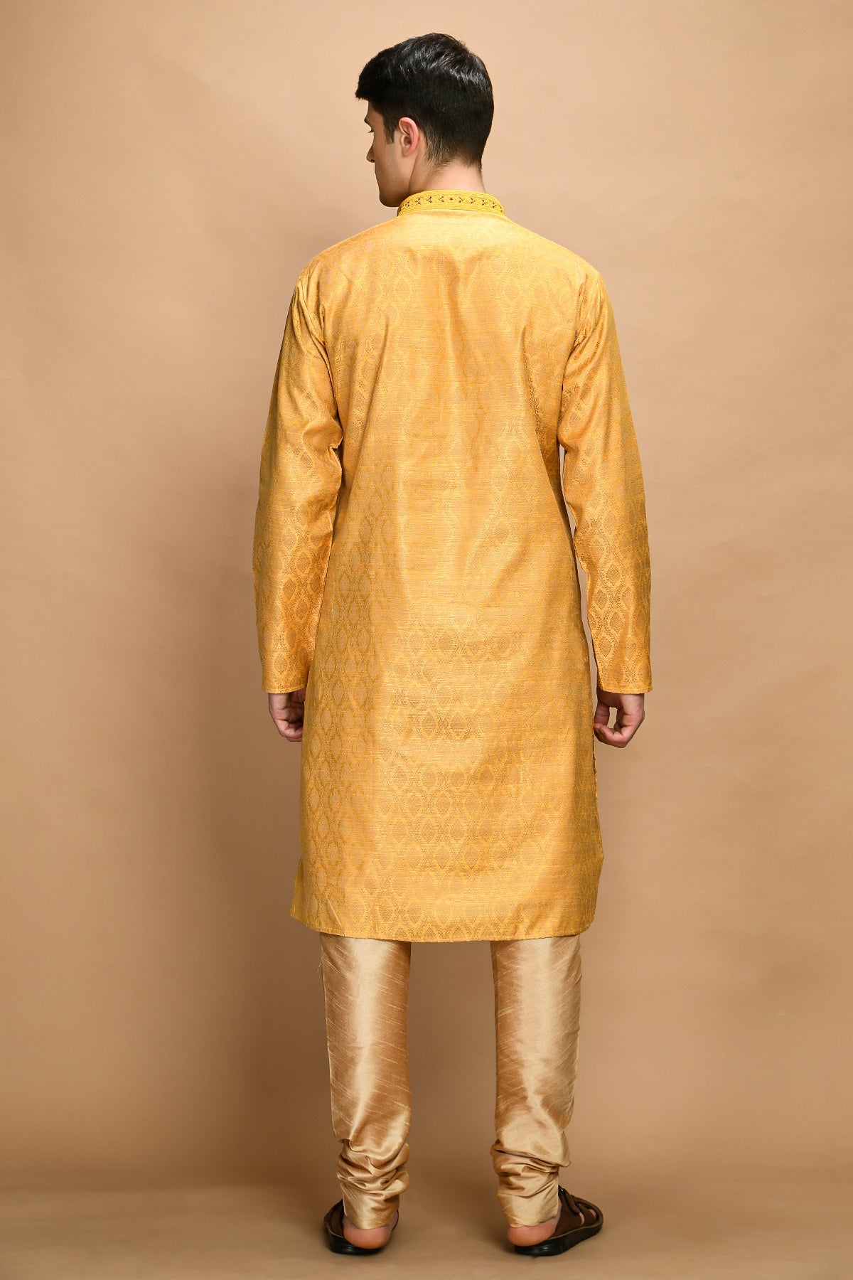 Mustard Self Design Kurta Set